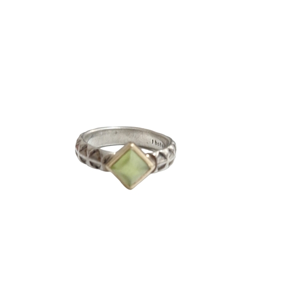 Jane Bohan 18k & 925 With Peridot Modernist Geometric Triangle Design Ring Sz 7 - Picture 7 of 9